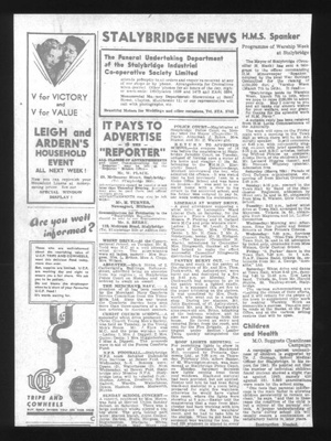 Photocopies (2) of press cuttings re: stalybridge warships week "H.M.S. Spanker" fund; 2501