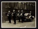 Photograph - A.F.S. firemen (5) with fire tender from East Ham fire brigade; 6710