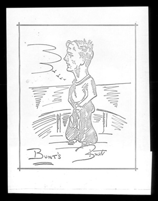 Cartoon caricature - J.C. Mather - Royal Navy - "Bunts" - (bunting tosser or semaphore signaller); 3145 Cartoon caricature - J.C. Mather - Royal Navy - "Bunts" - (bunting tosser or semaphore signaller); 3145