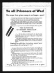 Letter to all British P.O.W.s - "To all prisoners of war - the escape from prison camps is no longer a sport !"; 2376