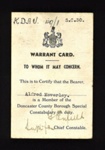 Warrant card - Doncaster county borough special Constabulary - Alfred Moverly; 5551 Warrant card - Doncaster county borough special Constabulary - Alfred Moverly; 5551