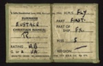 Ship's boarding card - "H.M.S. Fly" - .R. Eustace; 2507