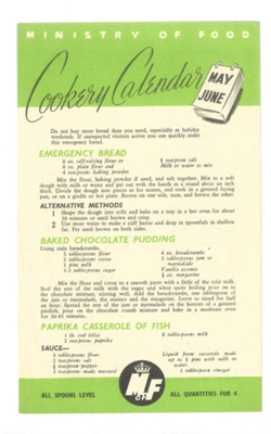 Ministry of Food cookery calendar - recipes for bread - fish - desserts etc; 37358 Ministry of Food cookery calendar - recipes for bread - fish - desserts etc; 37358
