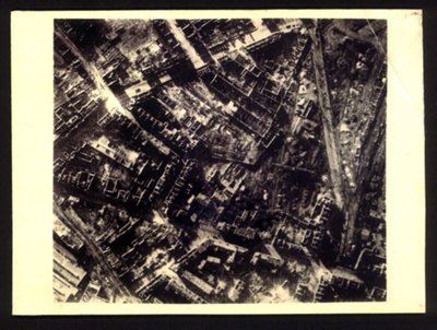 Photograph - heavy damage at kassel after R.A.F. Bomber Command attack - 23/10/1943 - plus 1 photocopy; 23/10/1943; 4531 Photograph - heavy damage at kassel after R.A.F. Bomber Command attack - 23/10/1943 - plus 1 photocopy; 23/10/1943; 4531