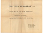 S.E.A.C. Newspaper reprint - unveiling of War Memorial - 2nd Division - 14th Army - Kohima; 36503