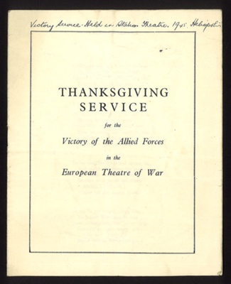 Brochure- 'Victory Service' Stalcon Theatre, Heliopolis, Egypt 1945 ; 78831