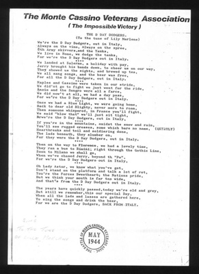 Lyrics - "The D-day Dodgers" - to be sung to the tune of Lily Marlene; 1921 Lyrics - "The D-day Dodgers" - to be sung to the tune of Lily Marlene; 1921