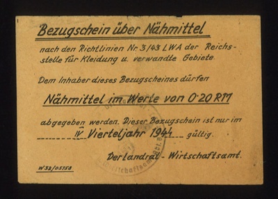German ticket (yellow) - 1944 - purpose unknown; 1/01/1944; 5007 German ticket (yellow) - 1944 - purpose unknown; 1/01/1944; 5007