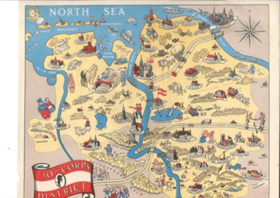 Map - showing "30th Corps" zone of occupation in Germany from the River Ems to the River Elbe; 35448 Map - showing "30th Corps" zone of occupation in Germany from the River Ems to the River Elbe; 35448