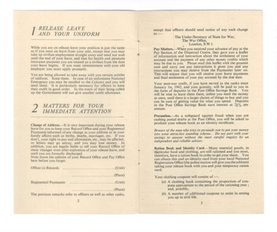 Booklet - "For your guidance" - what to do on leaving the service - War Office & Ministry of Labour pamphlet; 35960