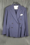 Gent's 3-piece suit (navy blue pin stripe) - jacket, waistcoat & trousers - possibly demob suit; 23757