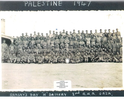 Copied photographs (3 x A4 pages) - "H" Battery 2nd R.H.A. - Royal Horse Artillery - Palestine 1947; 38064