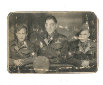 Army photograph - three soldiers in uniform - Gnr David Albert Burton on right; 37061