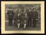 Black & white photograph- family portrait in uniform, R.A.S.C., Fire Service ; 78869