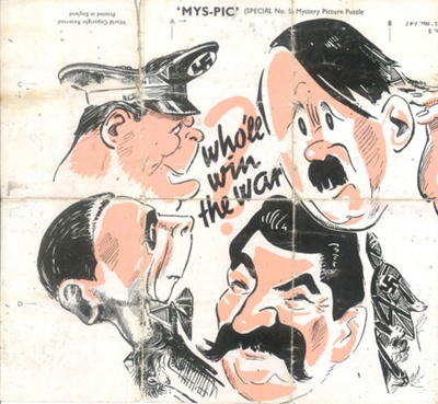 Leaflet - Horoscope Cancer (the crab) & "Mystery picture puzzle no: 5 - Who will win the war"; 36682