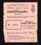 Coal miner's safety boot certificate (pink) - Dinnington main colliery - C. Hollins - Sheffield -1944; 1/01/1944; 6132 Coal miner's safety boot certificate (pink) - Dinnington main colliery - C. Hollins - Sheffield -1944; 1/01/1944; 6132