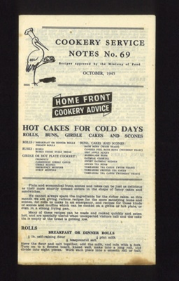 Leaflet - Stork Margarine cookery notes no: 69 - "Hot cakes for cold days" - October 1945; 10/01/1945; 5226 Leaflet - Stork Margarine cookery notes no: 69 - "Hot cakes for cold days" - October 1945; 10/01/1945; 5226