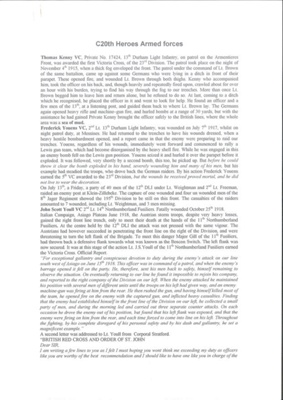 Information re: Durham Light Infantry Victoria Cross (VC) winners - World War one; 36710