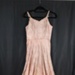 Ladies gold evening dress with pink flowers sequins; 75266