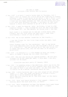 Extracts of wartime letters to a soldier (Harold Vanstone) from his wife (Winifred); 2057