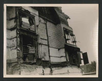Official copyrighted war photograph- 25th August 1940- remains of bombed London house; 56540