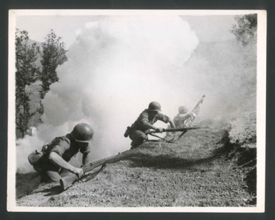 Photograph - U.S. Ranger forces advancing up a Hill overlooking Naples plain - 1943; 2624