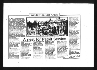 Photocopy - news article re: Royal naval patrol service H.Q. in Lowestoft; 7638