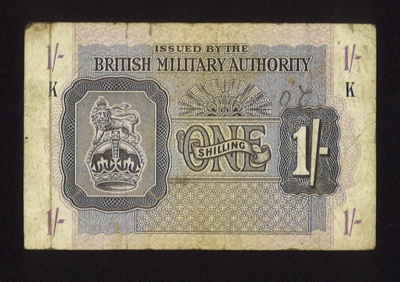 Bank note - British military authority - 1/- shilling note; 7581
