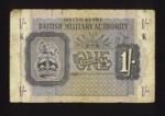 Bank note - British military authority - 1/- shilling note; 7581