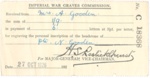 Imperial War Graves Commission Receipts regarding Pte Norman Gooden's grave, 8th Bn., Duke of Wellington's (West Riding Regiment) who died on 09 October 1917 Age 29, Son of the late Richard Nelson Gooden and Elizabeth Gooden, of Bradford; husband of AmyGooden. Buried in Poelcapelle British Cemetery; 83929