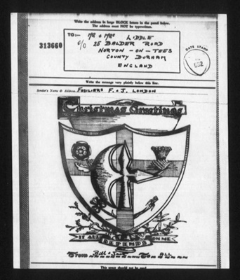 R.A.F. Christmas dinner menu - 608 Squadron airmen's mess - Christmas 1943 - Italy; 25/12/1943; 2064