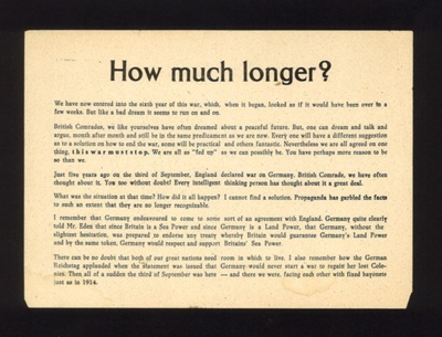 German propaganda leaflet - "How much longer ?"; 5081