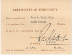 Certificate of Enrolment - Civil Defence Corps - Mrs J. Sutcliffe - North Riding Division - 15/02/1965; 15/02/1965; 36835