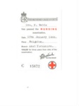 Notification of passing the British Red Cross Society examination on nursing - Mrs Nora Watts - 10/01/1966; 10/01/1966; 34972