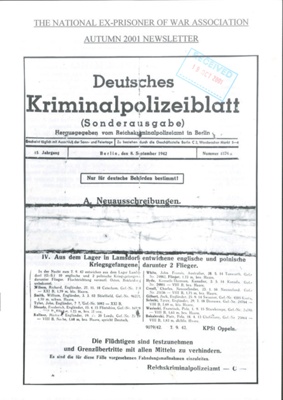 Autumn 2001 edition of National Ex-Prisoner of War Association Newsletter; 38071 Autumn 2001 edition of National Ex-Prisoner of War Association Newsletter; 38071