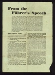 German propaganda leaflet - "From the Fuhrer's speech" - dropped near Malton; 5187