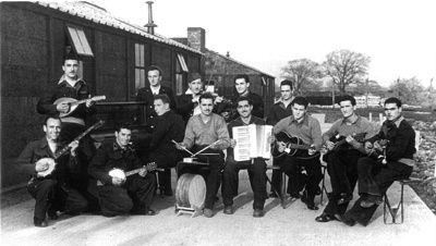 Photograph - Italian P.O.W. band at Eden Camp - 1942 to 1944
Bruno Armidio sat second from right playing guitar; 36225 Photograph - Italian P.O.W. band at Eden Camp - 1942 to 1944
Bruno Armidio sat second from right playing guitar; 36225