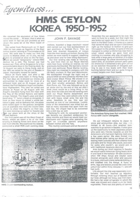 Account taken from unknown publication - "H.M.S. Ceylon" - Korea 1950-1952 - John F. Savage; 36308