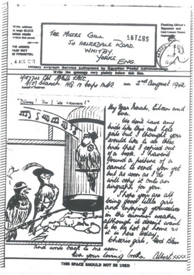 Copies (2) of Forces Air Graph letter - to the Misses Gill from their brother Cpl Albert Gill R.A.S.C. - 02/08/1942; 2/08/1942; 36896