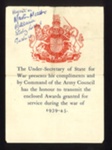 Leaflet- list of campaign Stars clasps & medals - enclosed with medals awarded to individuals; 5164