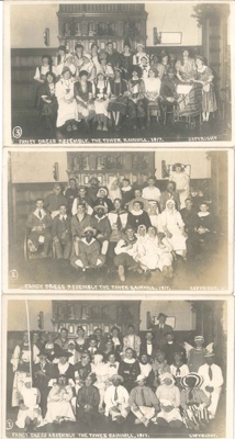 Post cards (3) - fancy dress assembly - the tower, rainhill 1917 - patients in a hospital - casualties of war ?; 1/01/1917; 36343