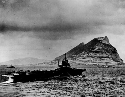Photograph - "H.M.S. Formidable" - aircraft Carrier - exercising with destroyers off Gibraltar - 01/12/1943; 1/12/1943; 2629