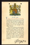 Certificate - "Today as we celebrate victory" - 08/06/1946 - message to school children from King George VI; 8/06/1946; 5229 Certificate - "Today as we celebrate victory" - 08/06/1946 - message to school children from King George VI; 8/06/1946; 5229