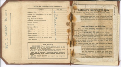 Army Book 64 - Soldier's Service & Pay Book - Sgt Cyril Smart 7611017 R.A.O.C. - 14/10/1939; 14/10/1939; 36900 Army Book 64 - Soldier's Service & Pay Book - Sgt Cyril Smart 7611017 R.A.O.C. - 14/10/1939; 14/10/1939; 36900