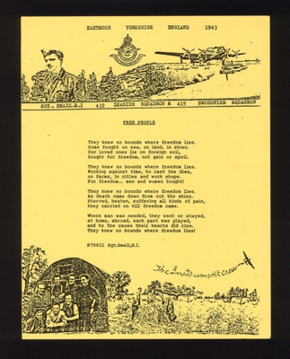 Poem - "Free people" by Sgt R. I. Small - 432 Leaside Squadron - 415 Swordfish Squadron - R.C.A.F. - 1943; 1/01/1943; 2667