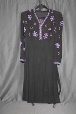 Ladies 2 piece - dress & jacket. black with pink and blue beading detail; 75267