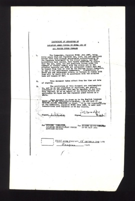 Photocopy - document re: "Instrument of surrender of Japanese armed forces in Burma" - 13/09/1945; 13/09/1945; 2380 Photocopy - document re: "Instrument of surrender of Japanese armed forces in Burma" - 13/09/1945; 13/09/1945; 2380