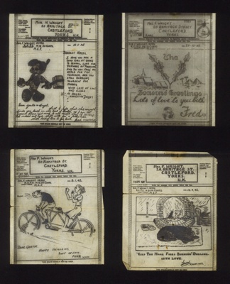 Forces aerogrammes (4) - from Spr F. Wright 181993 R.E.P.S. HQ 30 Corps M.E.F. to his family; 9076 Forces aerogrammes (4) - from Spr F. Wright 181993 R.E.P.S. HQ 30 Corps M.E.F. to his family; 9076