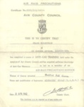 Copies (2) of certificate - "A.R.P anti-gas training" - awarded to Frank Robertson 09/04/1942; 9/04/1942; 37765 Copies (2) of certificate - "A.R.P anti-gas training" - awarded to Frank Robertson 09/04/1942; 9/04/1942; 37765