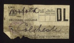 Delivered luggage label (white) - L.M.S. railway - "Colchester"; 9784